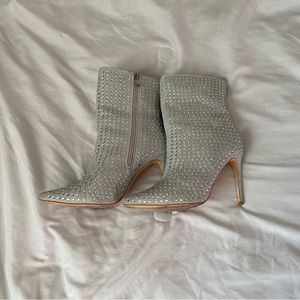 Grey/Silver Rhinestone Anke Booties